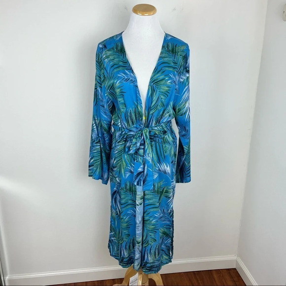 NWT Storets Hailey Palm Beach Robe Printed Kimono Swim Coverup Size S/M Blue - Picture 6 of 15